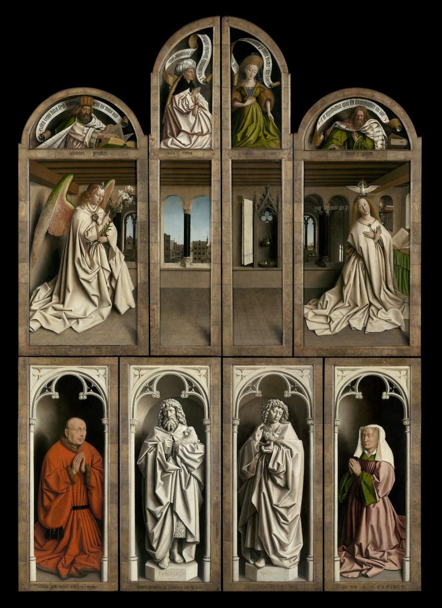 Jan and Hubert van Eyck, The Adoration of the Mystic Lamb, 1432 Outer panels of the closed altarpiece. © www.lukasweb.be - Art in Flanders vzw
