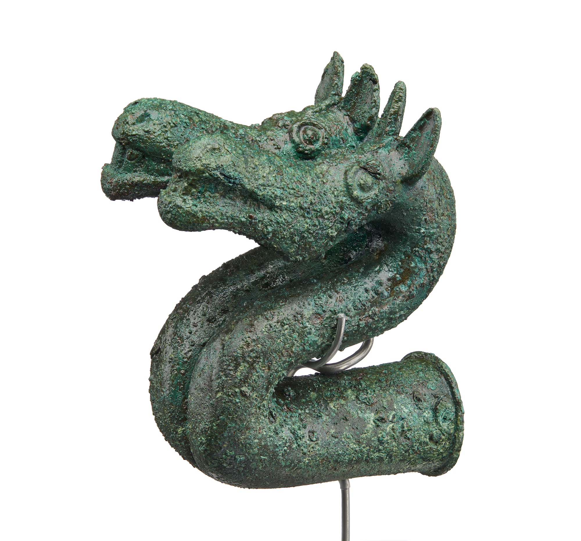 Bronze twin horse–snake hybrid from hoard, 1200–1000 BC. Kallerup, Thy, Jutland, Denmark. National Museum of Denmark/Ofret Museum. CC-BY-SA, Søren Greve, National Museum of Denmark