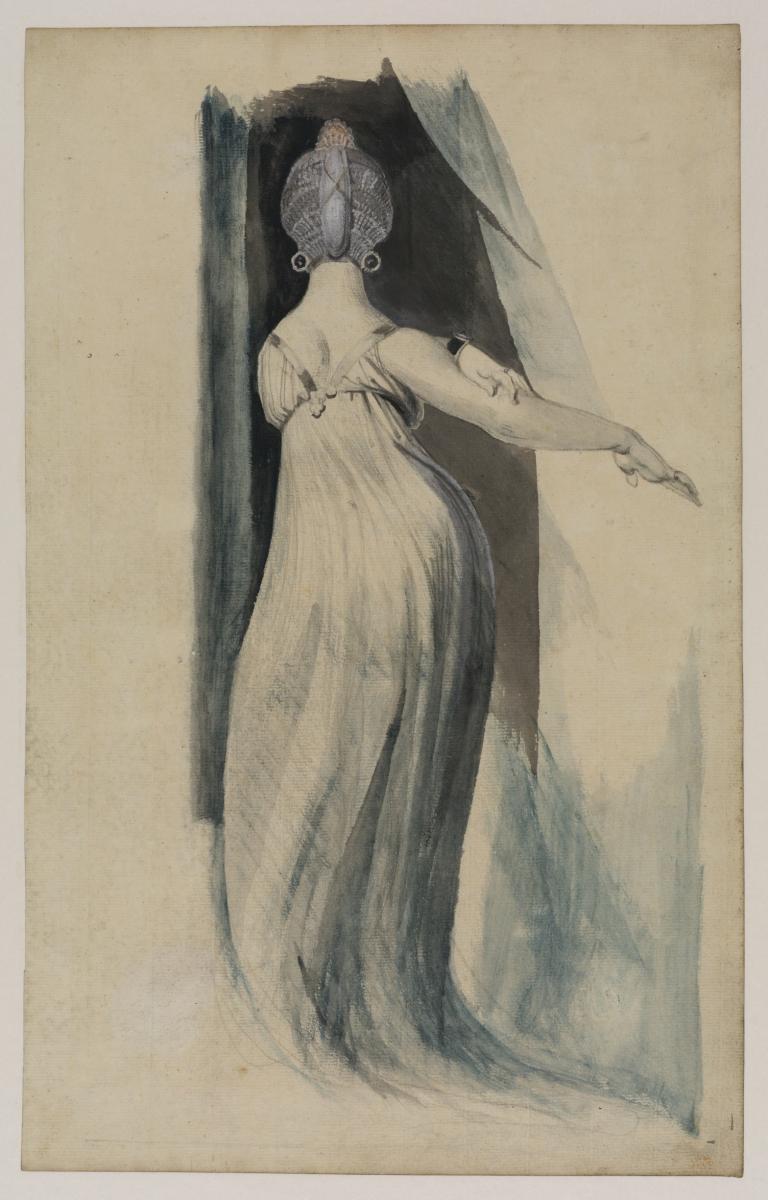Henry Fuseli, Female figure with an elaborate coiffure, seen from behind, c. 1800, Graphite and watercolour, The Courtauld, London (Samuel Courtauld Trust). Photo: © The Courtauld