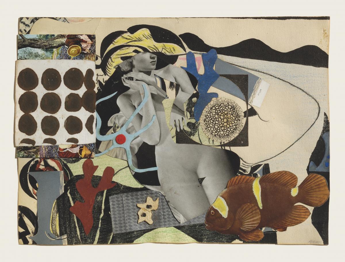 Eileen Agar Erotic Landscape 1942 Collage on paper 255x305mm Private collection ©Estate of Eileen Agar/Bridgeman Images Photograph courtesy Pallant House Gallery, Chichester © Doug Atfield