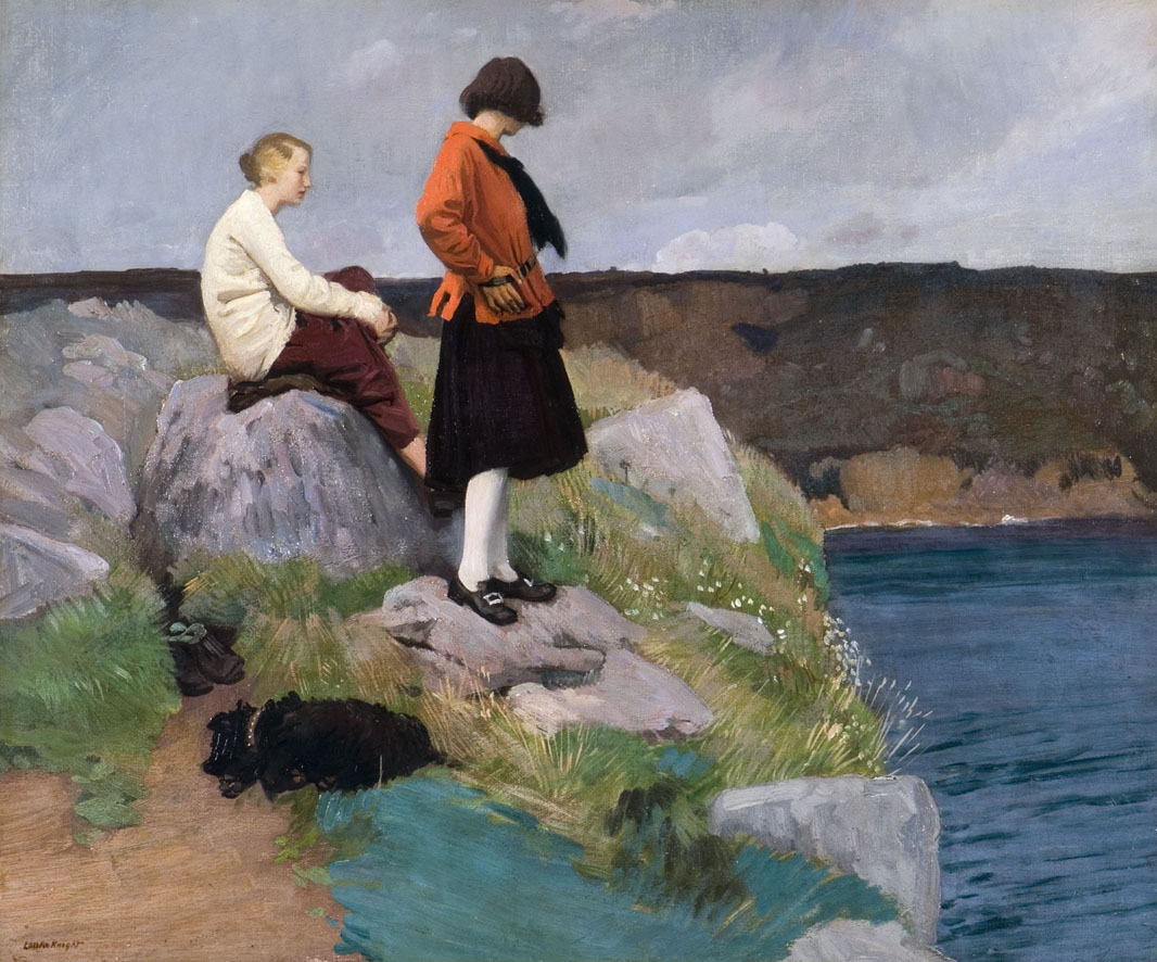 Laura Knight, The Cornish Coast aka Two Girls and a Dog, 1917 