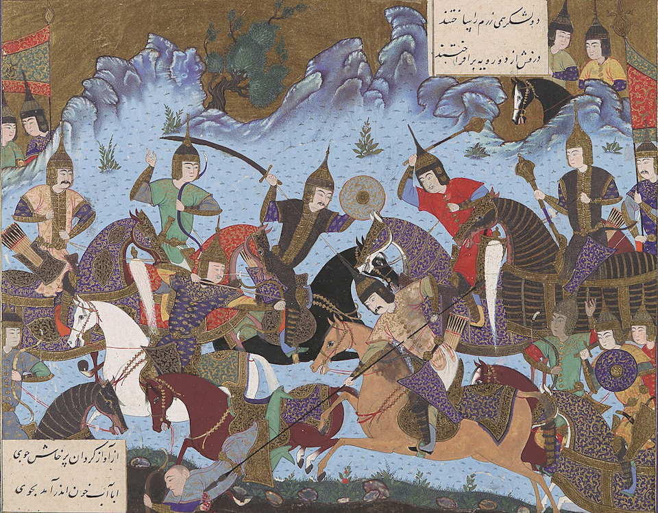 The story of Sukhra’s defeat of the Hephthalites, illustrated here in a 16th-century manuscript. Image credit: Metropolitan Museum of Art, New York 