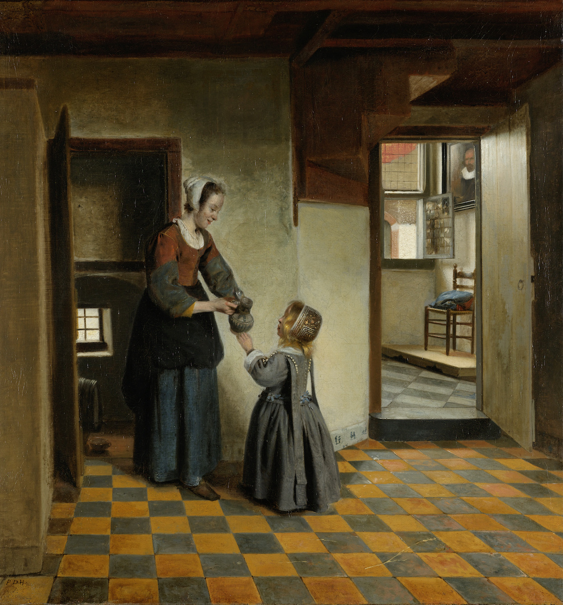 Woman with a Child in a Pantry, c. 1656-1600. Amsterdam, Rijksmuseum