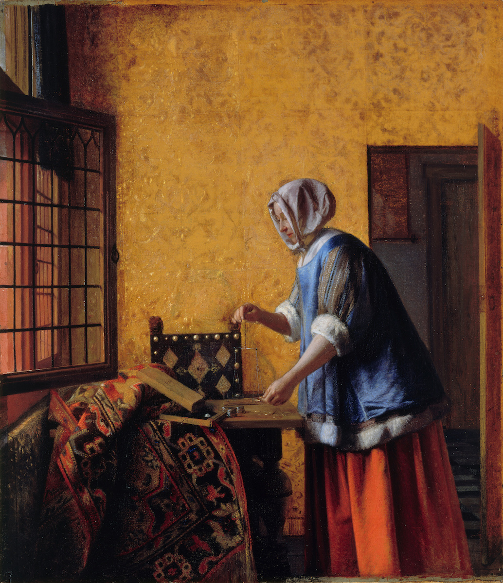 Woman Weighing Gold and Silver Coins, ca. 1664. SMB, Gemäldegalerie, Property of Kaiser Friedrich Museumsvereins, photo: Jörg P. Anders