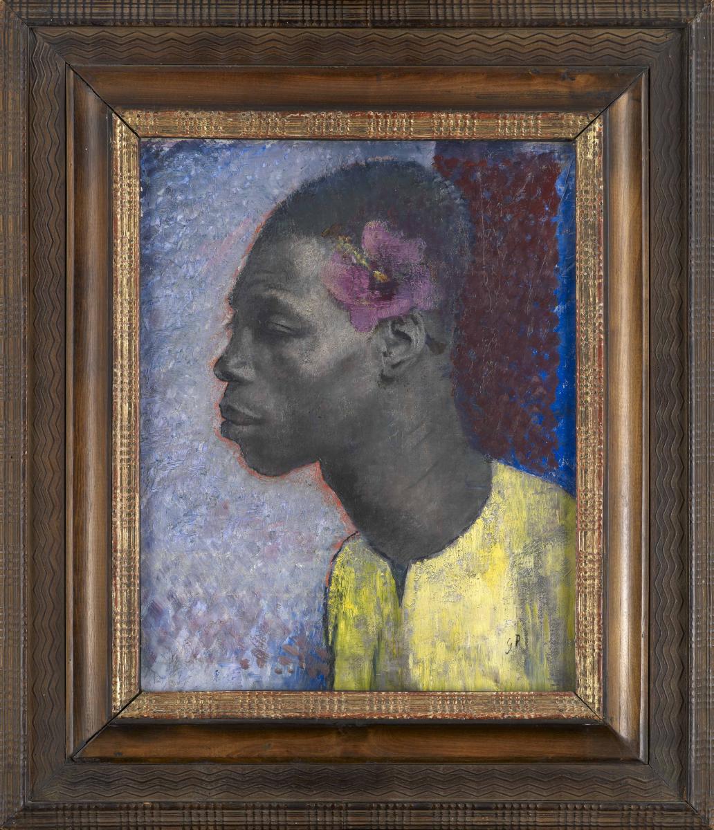 Glyn Philpot, Profile of a Man with Hibiscus Flower (Félix) 1932, Oil on canvas, Private Collection, Image courtesy Daniel Katz Gallery, London