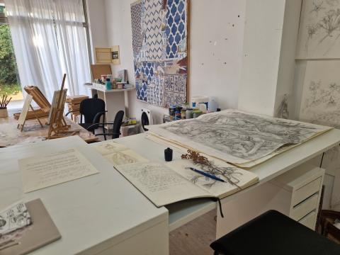 Art Studio Portals Krystyna's Desk Photo by Ulla Rahn-Huber