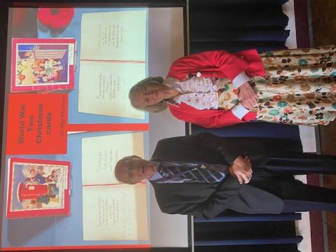 "Step into the Christmas Card" our first lecture at our new venue - the Scarborough Rugby Club. Lecturer Caroline Holmes with chairman, Colin Langley.n