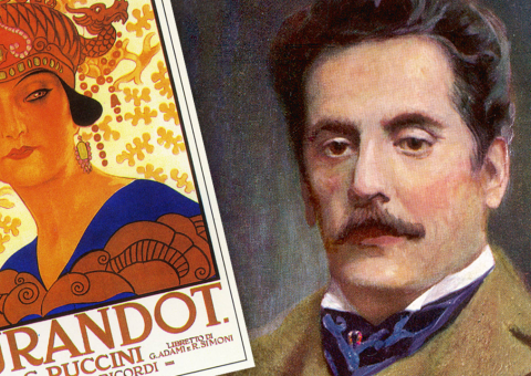 image of Puccini and post of Turandot